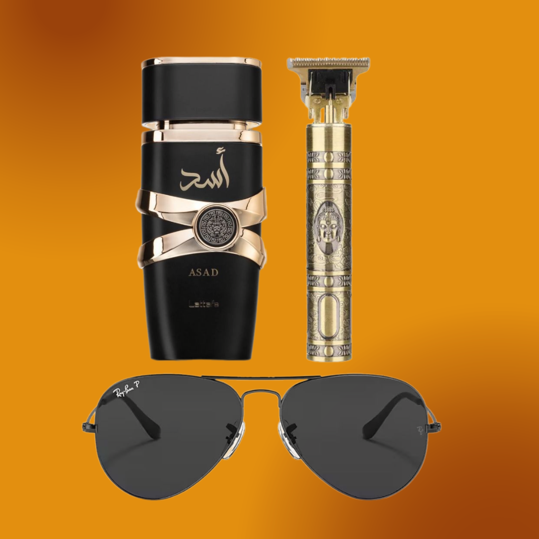 💥 Perfume Árabe Asad + Máquina de Afeitar Dorada + Gafas de Sol Estilo Aviador  🔥 👑 Para el hombre que no pasa desapercibido!! 😎 🚚 Envío gratis!💳 Paga solo al recibir–sin riesgos! 🛒 [COMPRAR AHORA] 🛒